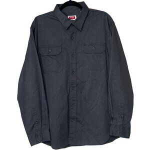 Wrangler Flex for Comfort Dark Gray Button-Down Shirt Cotton Blend Men's Size XL